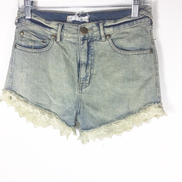 Free People Pants - Free People Denim Lace HighRise Shorts B10
